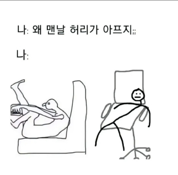 허리아픈 이유래요 ㅋㅋㅋ -오후에는 바른자세로 있자구요ㅕ !!.jpg